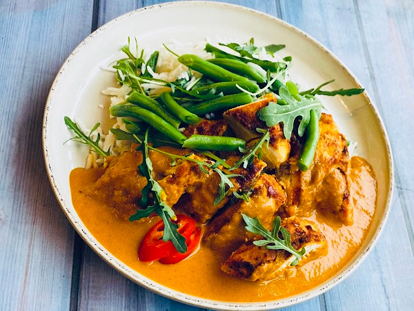 Butter Chicken With Rice and Greens - Meal Prep